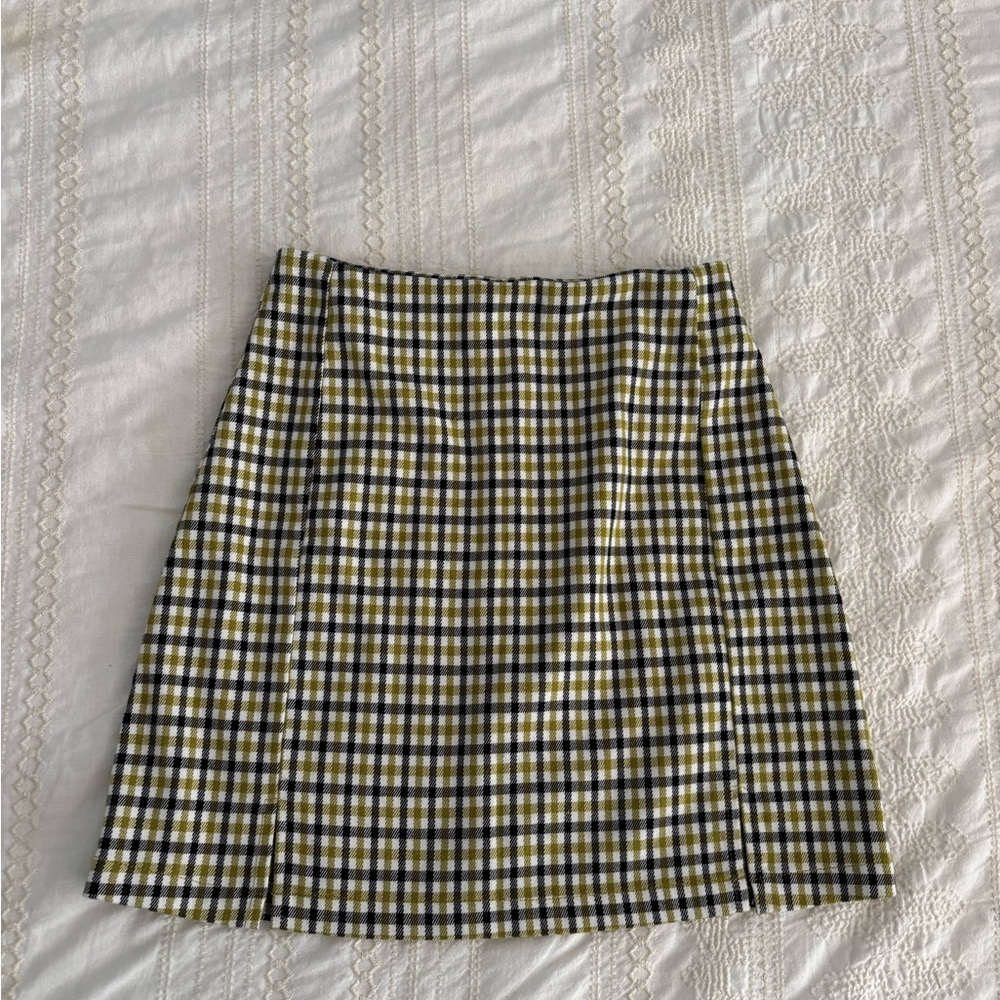 Brandy Melville Black and Yellow Plaid Mini Skirt
